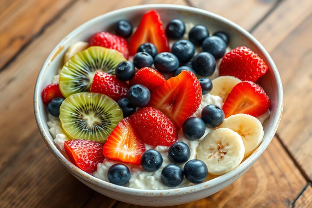 cottage cheese with fruit bowls