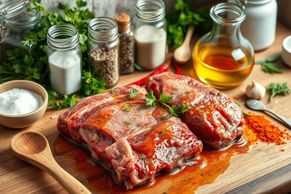 Seasoning the beef short ribs