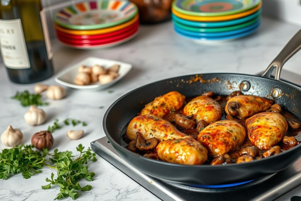 Chicken Marsala cooking